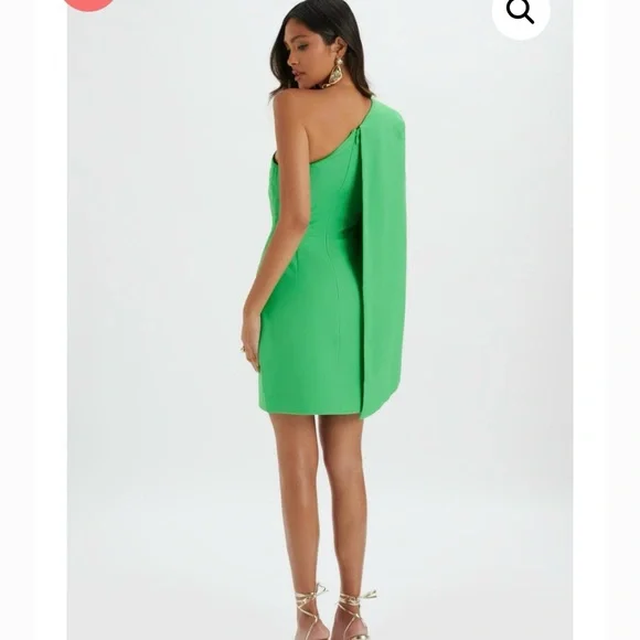 Lavish Alice Green Asymmetrical One-Shoulder Dress Size 4 - Picture 8 of 11